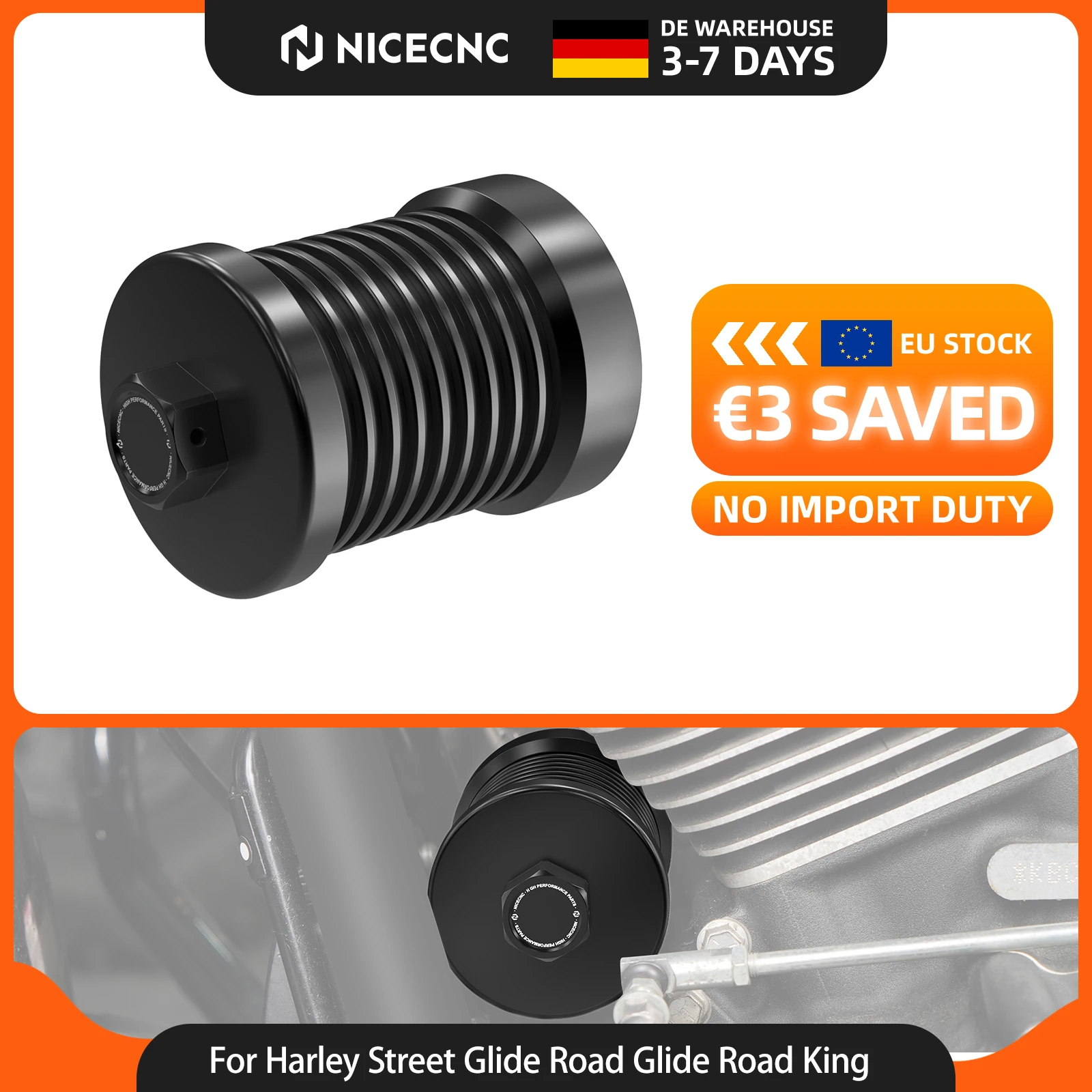 NICECNC Ölfilter-Set für Harley Street Glide FLHX, Road Glide, Road King Special, Softail, Electra Glide Ultra, Limited, Tri Glide, Breakout, Low Rider, Fat Bob, Fat Boy, Street Bob