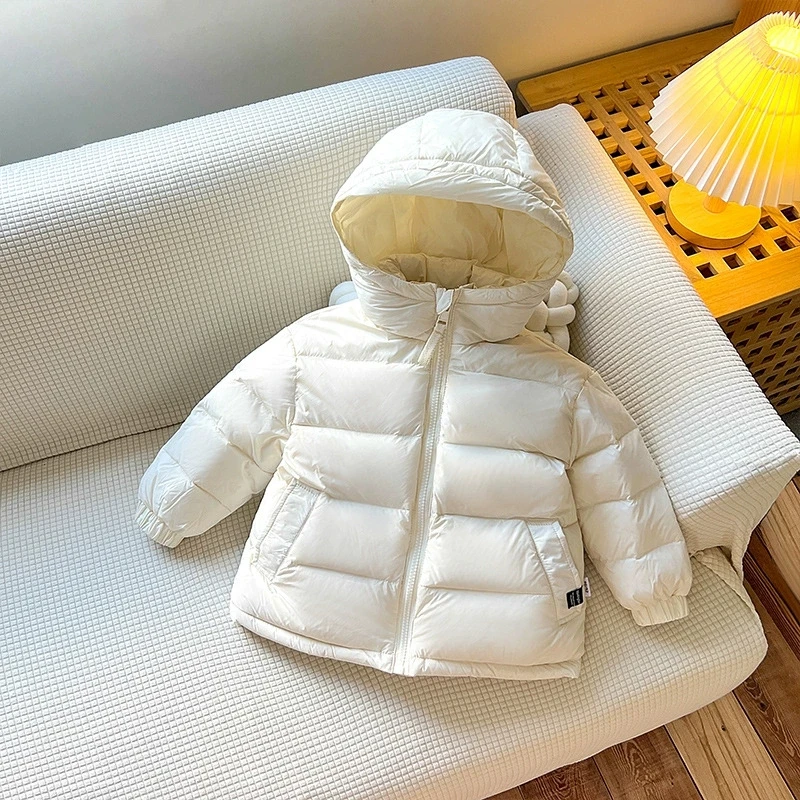 2025 شتاء دافئ الأطفال سميكة 2 3 4 5 6 7 8 10 12 سنة الاطفال ملابس خارجية معطف طفل الفتيان الفتيات مقنعين بطة الشعر قبعة أسفل سترة #6