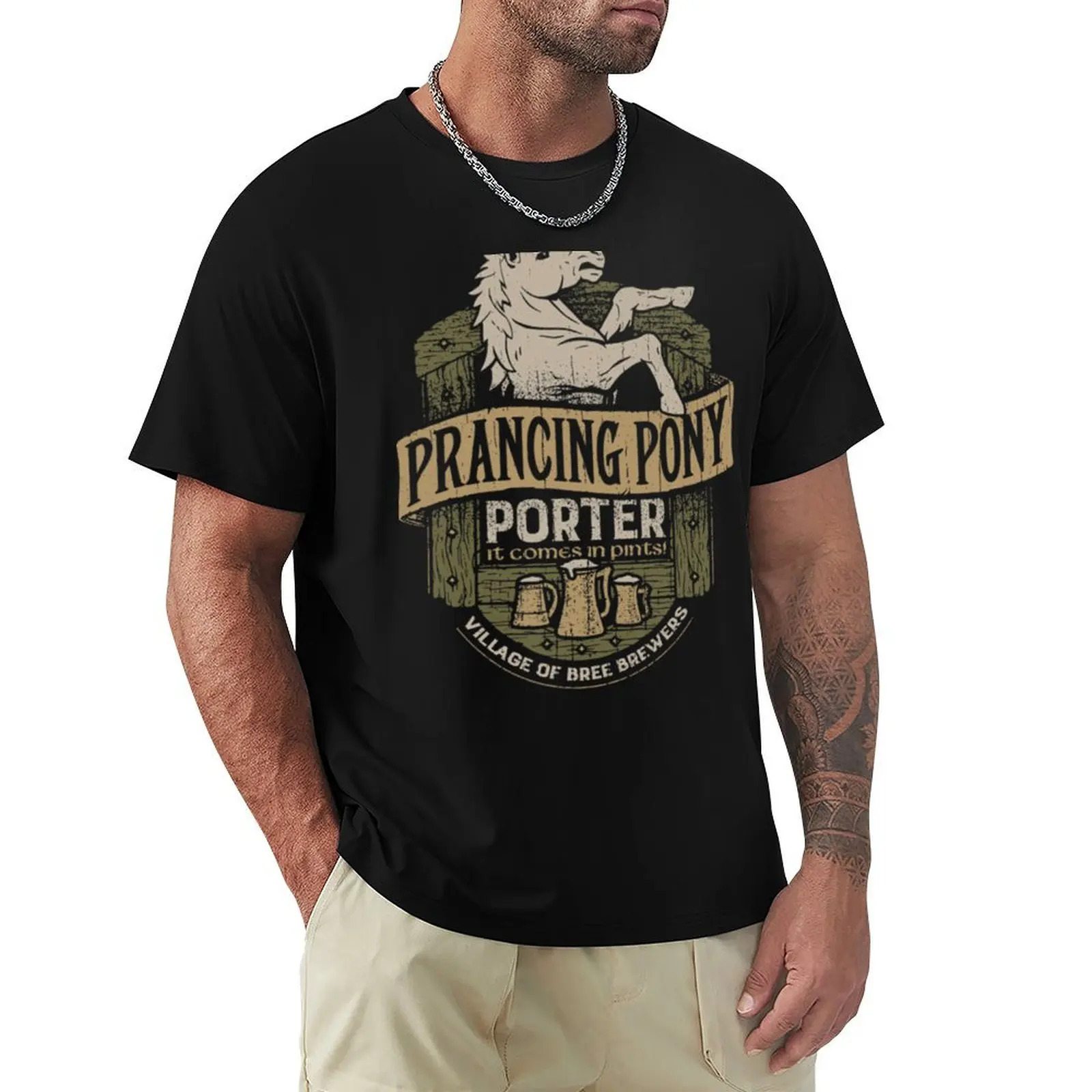 Prancing Pony Brewery Design T-Shirt cotton graphic tees graphics graphic shirts baggy shirts mens white t shirts