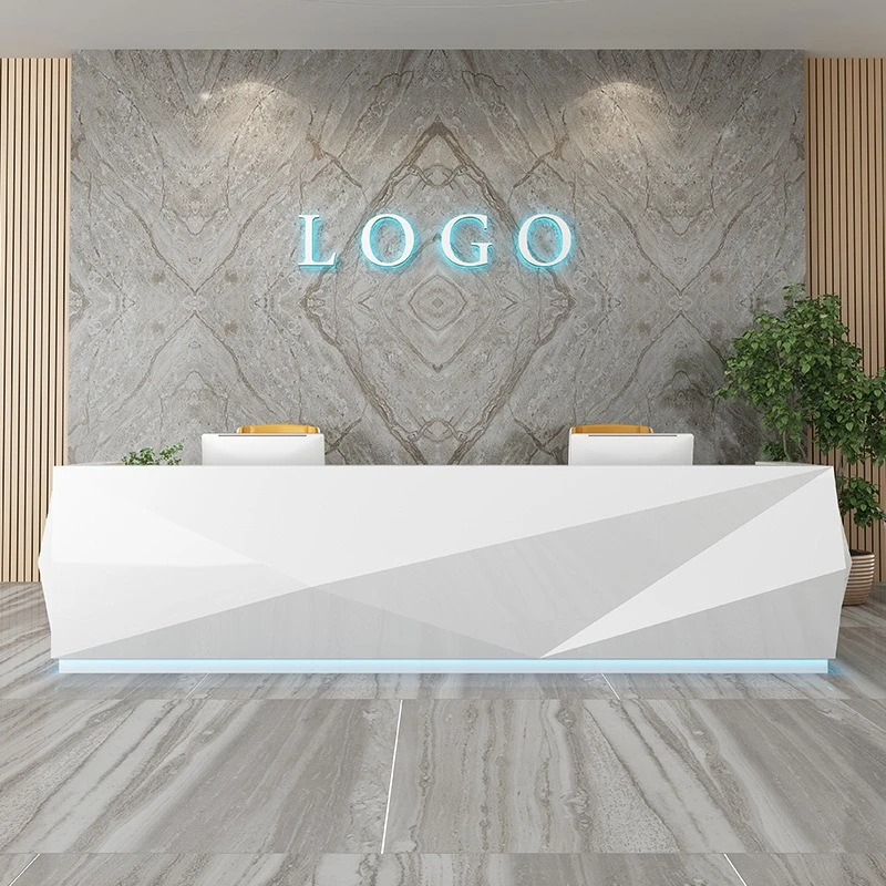 bar curved reception counter white entrance luxury drawers reception table elegant display empfang tresen salon furniture