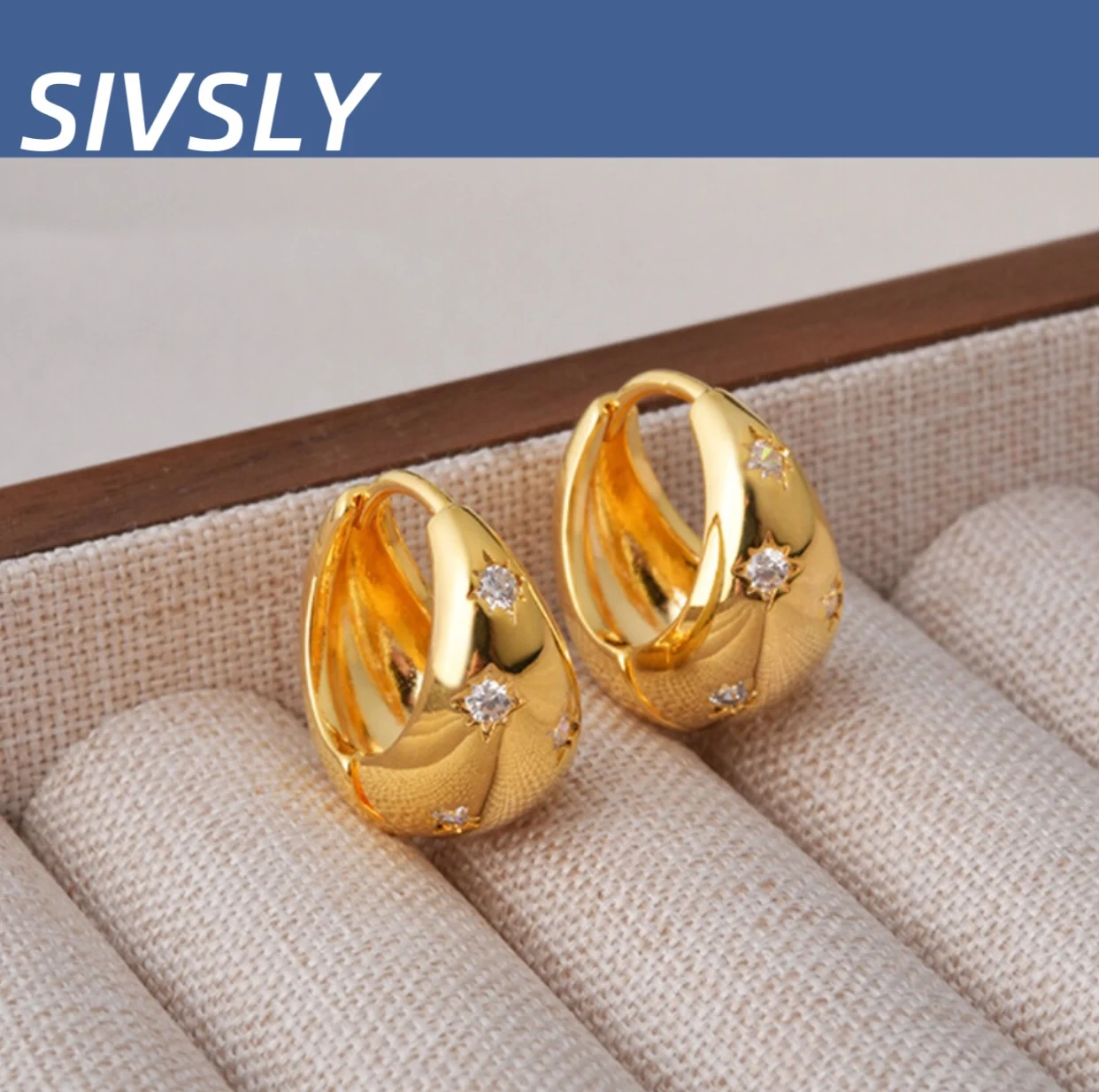 

Hot-selling European and American retro personality zircon ear clip earrings new luxury design high-end earring