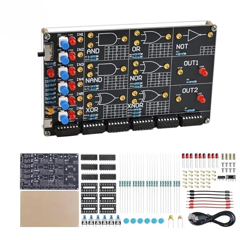 DIY Logic Gate Circuit Soldering Practice Kit Basic Logic Gate Learning Kit with Interactive LED Simulation for STEM Education