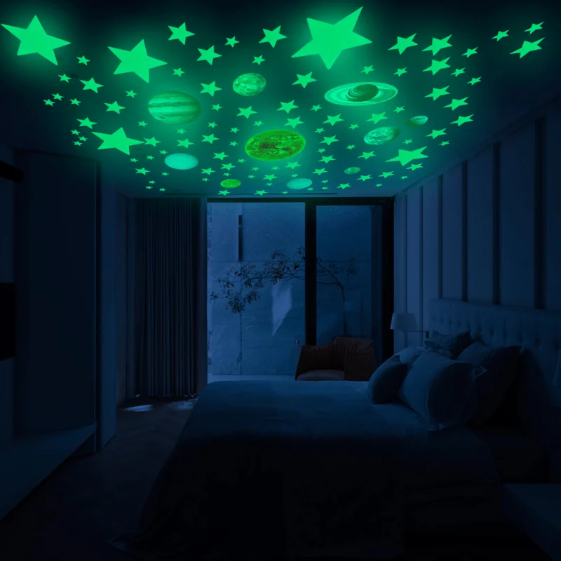 

3D Star Moon Dot Luminous Wall Sticker DIY Sticker Home Decoration Handmade Gift Bedroom Living Room Home Supplies Ornament