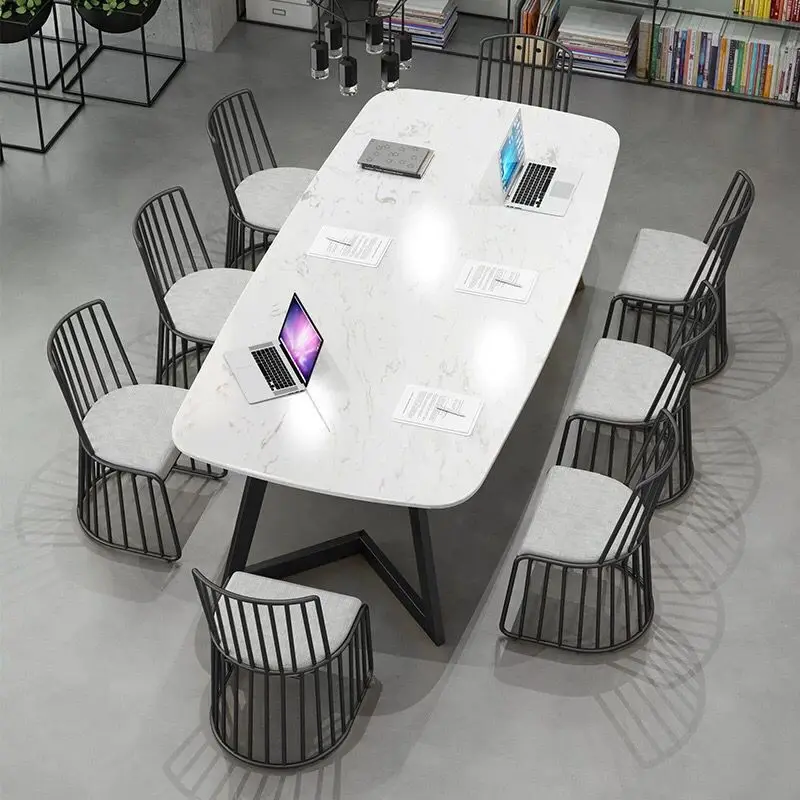 Modern Simple Marble Conference Table Studio Multi-person Negotiation Table and Chair Combination