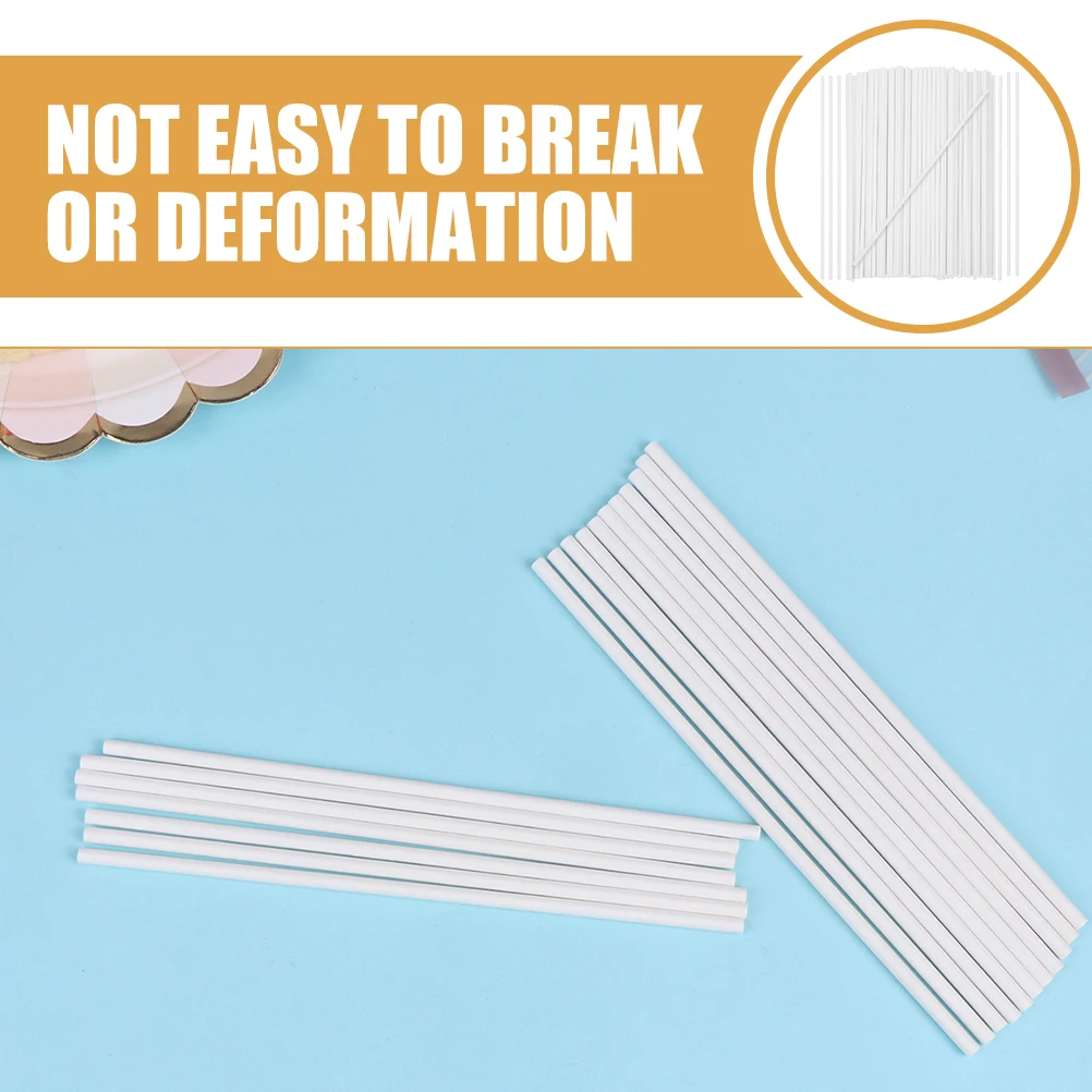 

300pcs White Paper Lollipop Sticks 20cmx3mm Bulk DIY Candy Treat Sticks for Cake Pops Chocolate Ice Cream Desserts