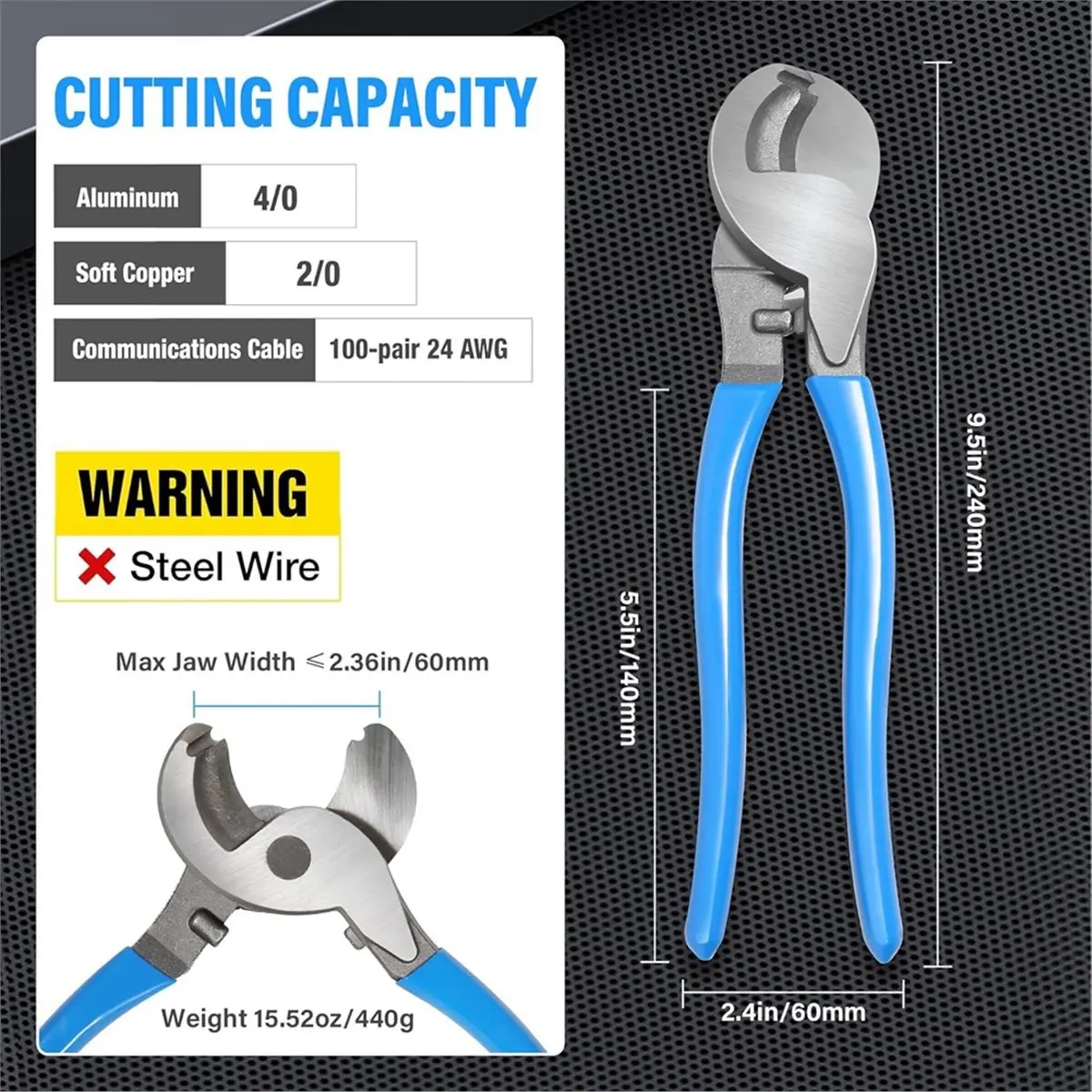 Cable Cutter and Hammer Lug Crimper Tool Kits,Heavy Duty Cable Cutting/Stripping/Crimping for 16 AWG to 4/0 AWG