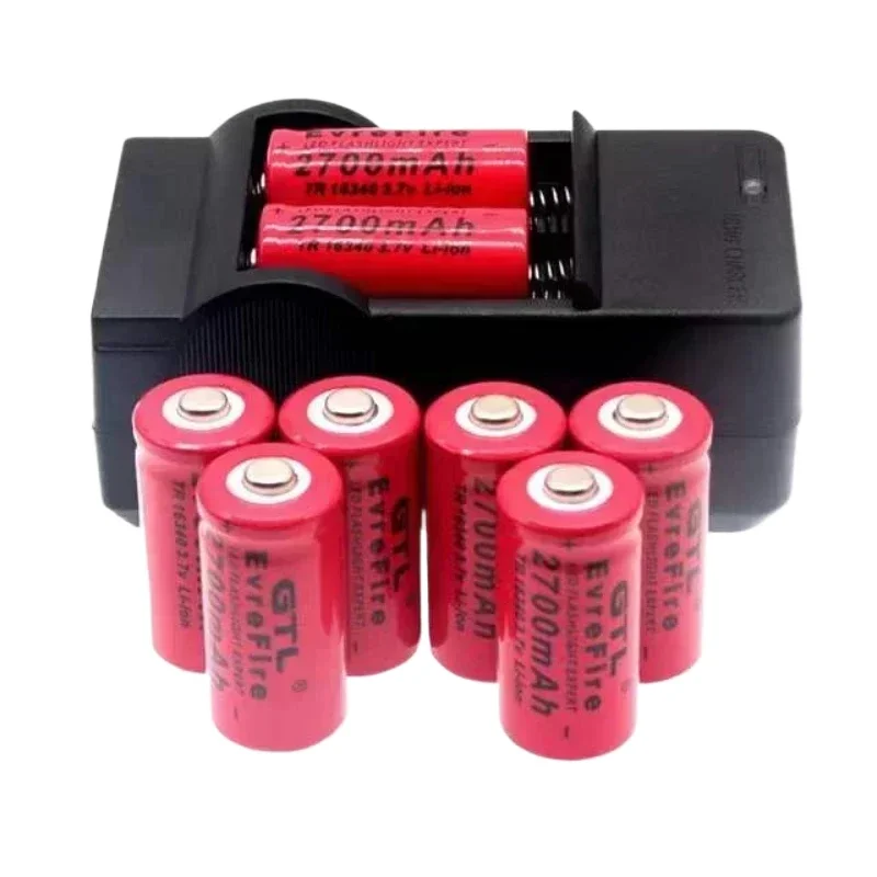 2.7Ah Rechargeable Battery Kit｜16340 (CR123A Universal) with Charger for Flashlights & Outdoor Use