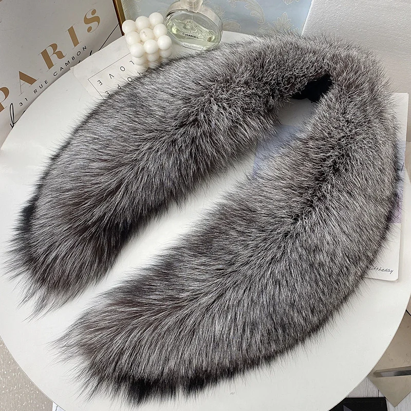 Red Fox Fur Collar Women Winter Thickened Fur Collar Scarf Silver Fox Fur Collar Neck Keep Warm Scarf Winter Black Fur Scarves