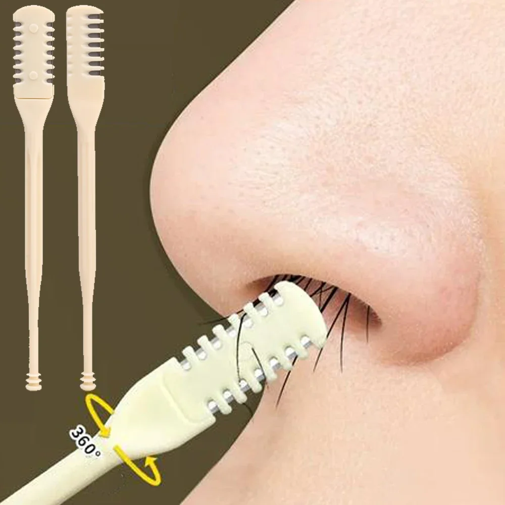 Pente de cabeça dupla, aparador de pelos do nariz, reutilizável, raspador de pelos do nariz, removedor limpo, pequena remoção manual de pelos, ferramentas de tesoura de barbear