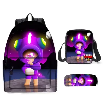 3D Imprimir Jogos Mochila para Estudantes, Game Stars, Moda Bolsas De Ombro, Bolsa De Escola, Novo, 3Pcs por Conjunto