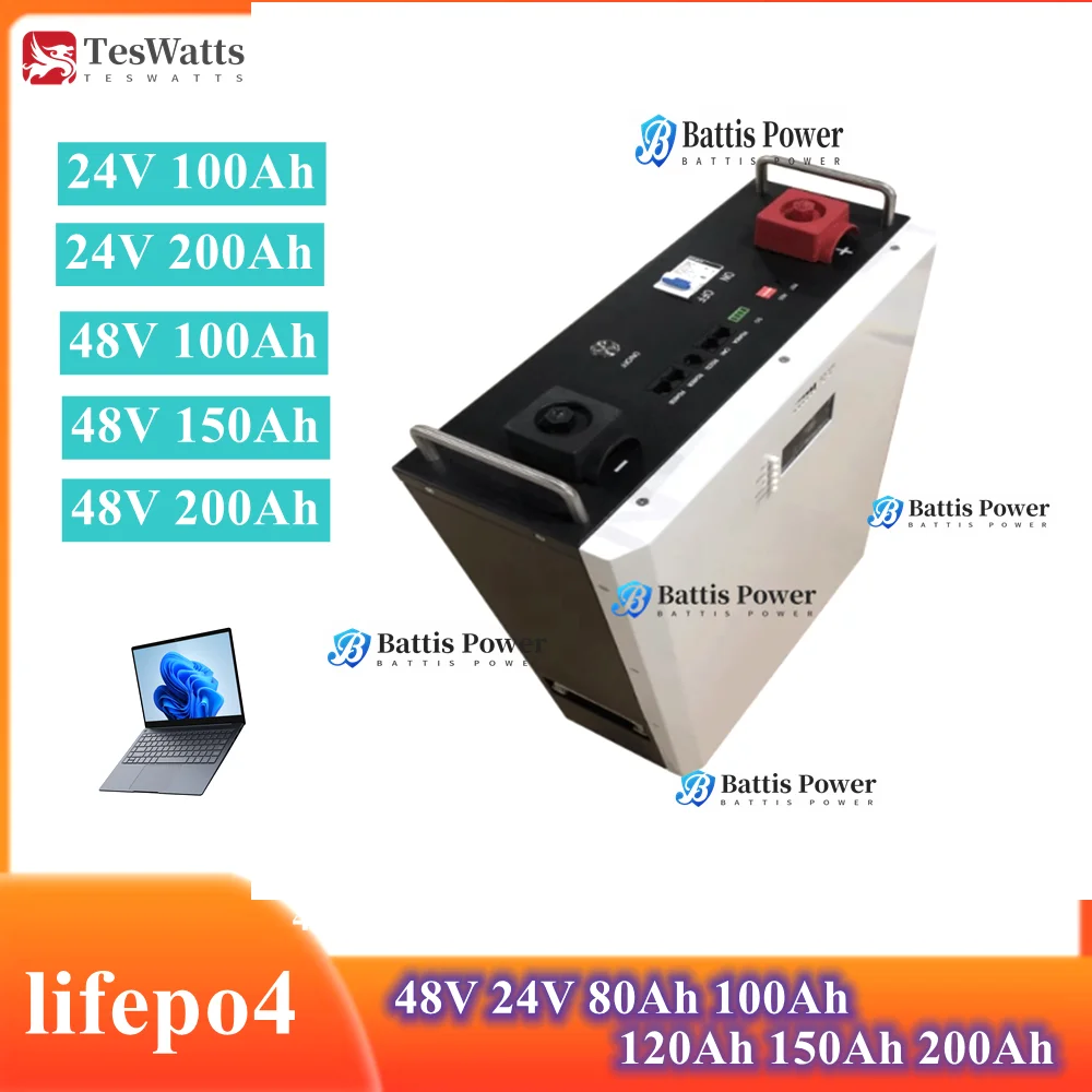 48V 24V 80Ah 100AH 120A 150Ah 200Ah lifepo4 lithium batterry bluetooth wall mounted with charger for solar system inverter