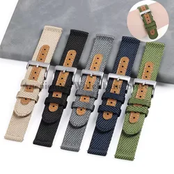 18/20/22mm Canvas Strap for Huawei Watch gt2/3 Nylon Leather Braided Strap Quick Release for  Samsung Galaxy Watch4 Watches