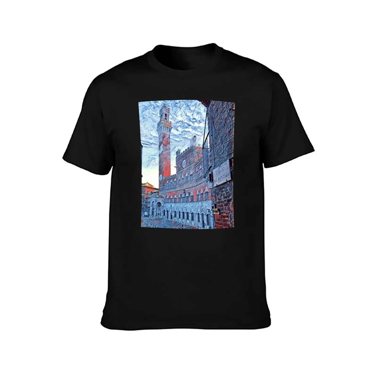 Palazzo Pubblico & Torre del Mangia, Piazza del Campo, Siena T-Shirt T-shirts man summer shirt boys whites T-shirt men