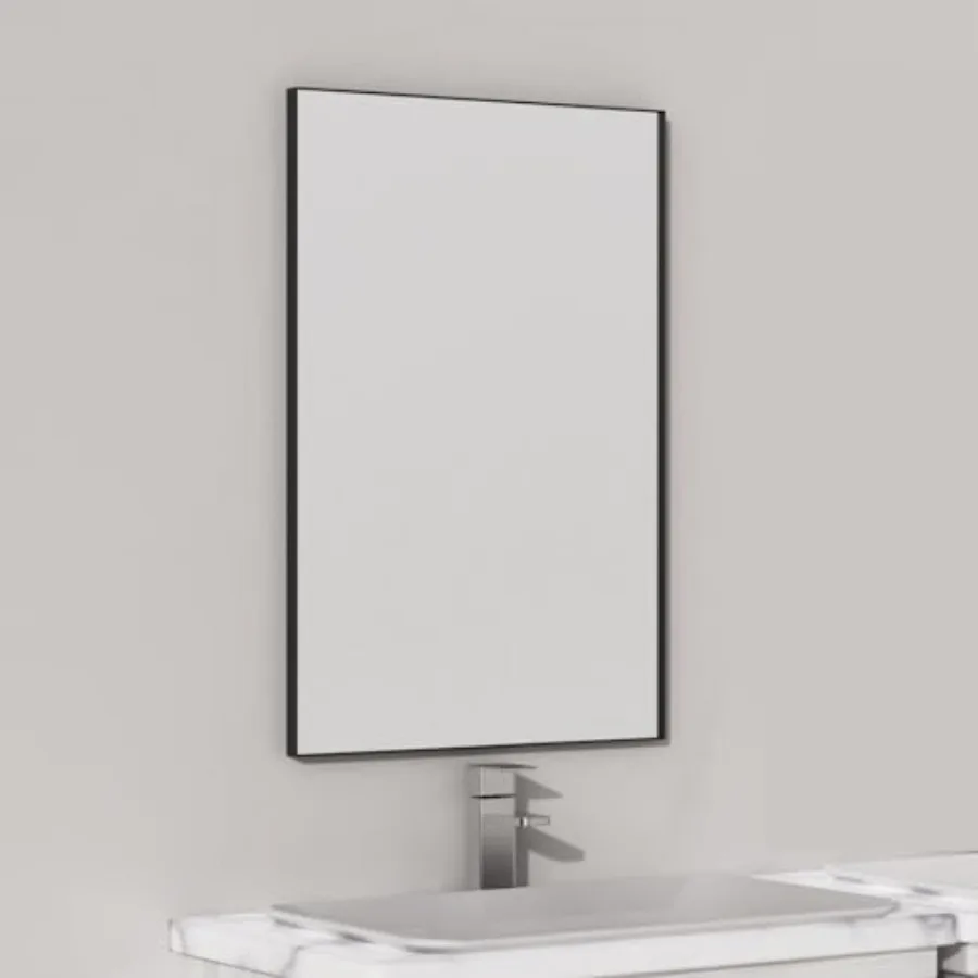 

16 x 24 Inch Black Bathroom Mirror for Wall Square Corner Rectangle Black Metal Framed Bathroom Vanity Mirror Modern Farmhouse
