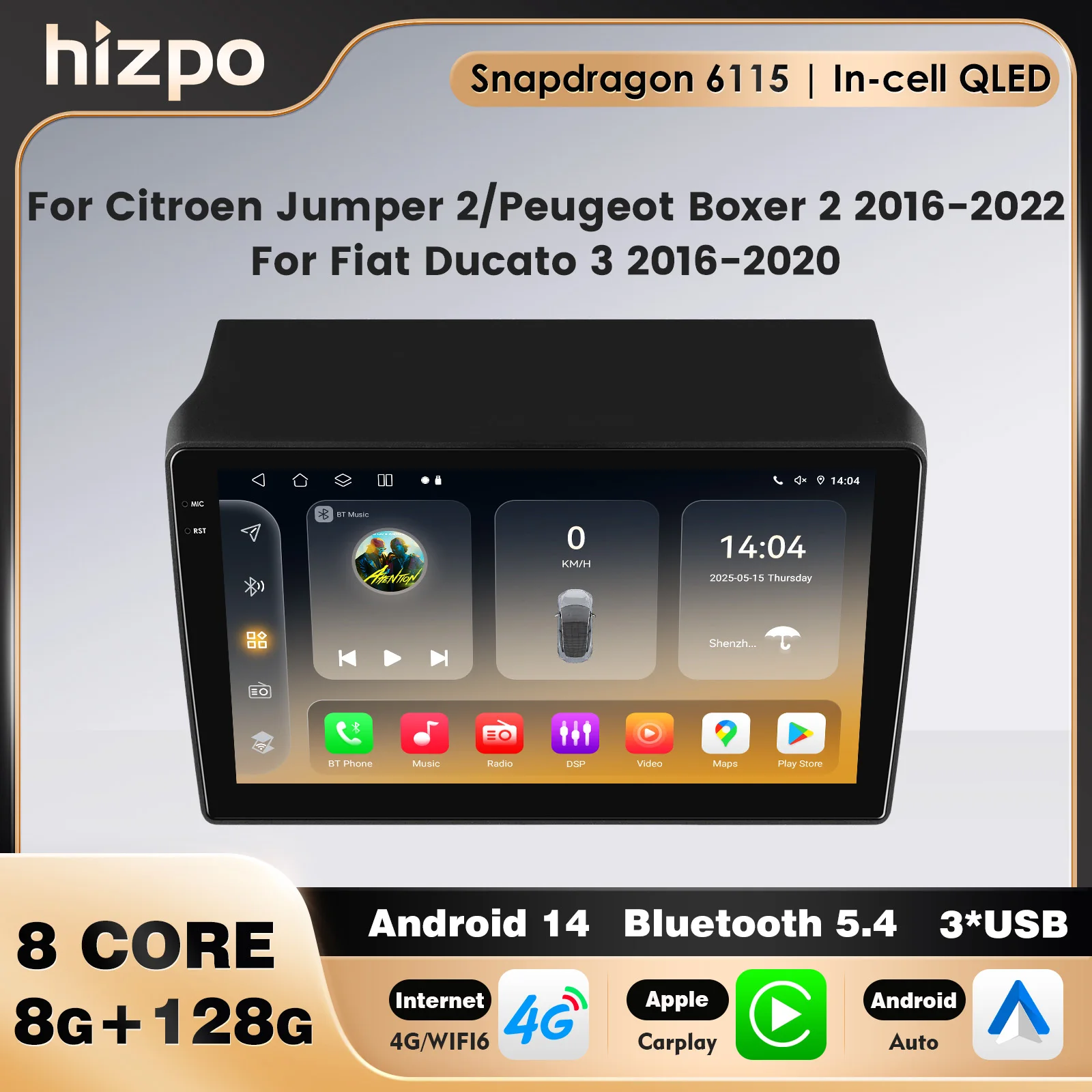 

2-диночный восьмиядерный Android автоматический интеллектуальный экран Snapdragon Carplay для Citroen Jumper 2 Peugeot Boxer 2 Fiat Ducato 3 2016-2020