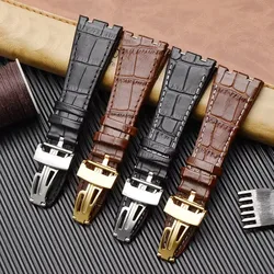 Top layer Genuine Leather watch Strap for AP Audemars 15400 15703 Royal Oak Offshore Series Male 26mm Black Brown Watch Band