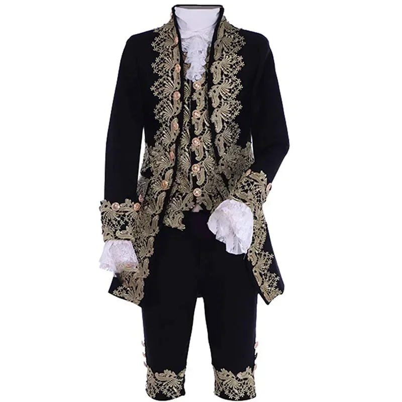 Victorian King Prince Costume For Adult Men Top Vest Jacket Coat Blazer Suit Stage Theater Cosplay Outfit Pants  Tie