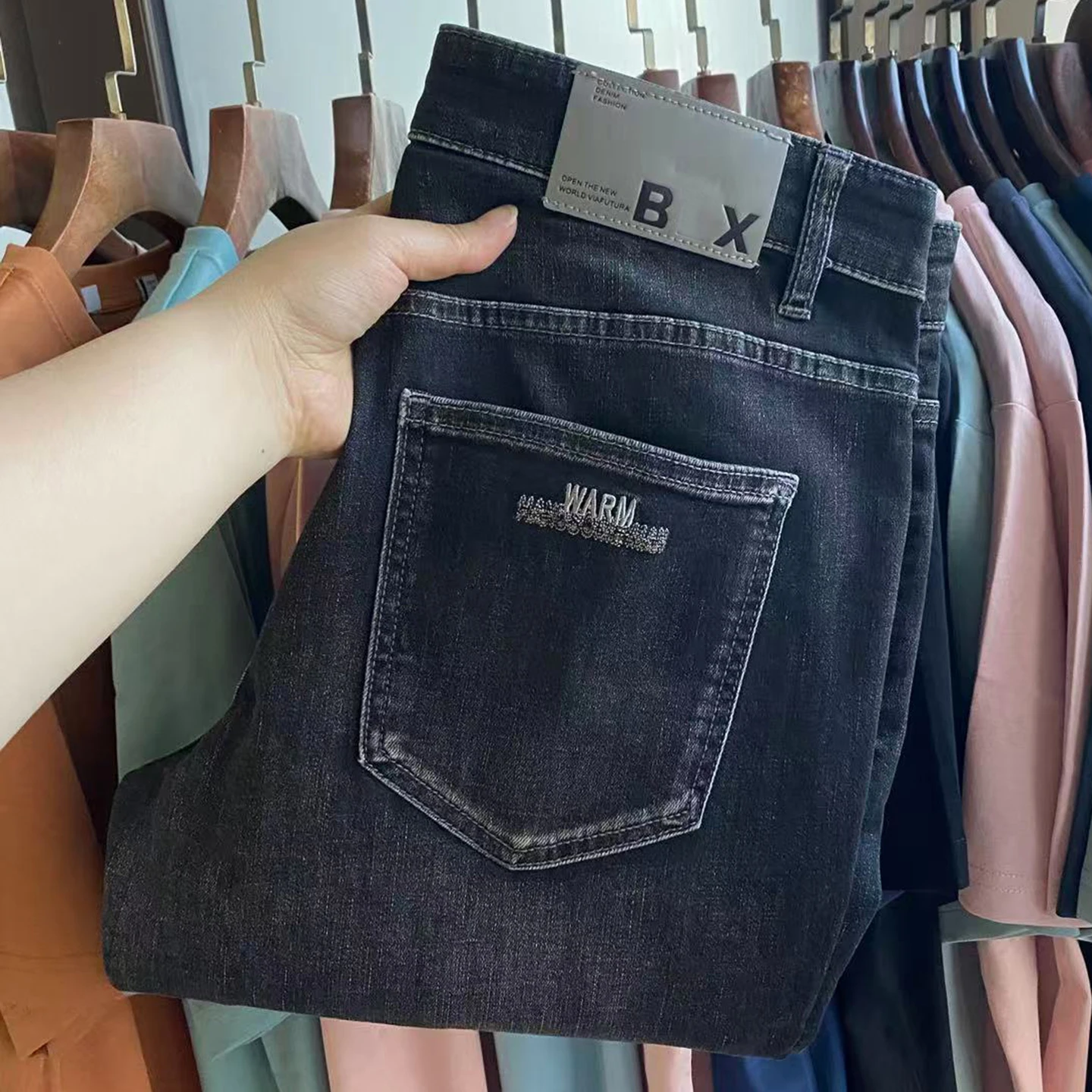 

H-Home Vintage Light ey Straight Leg Casual Men's Jeans Spring Summer Thin Breathable Elastic Cotton Denim Faion Ci Sle