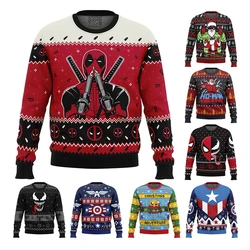 Sudadera con capucha navideña para hombre, jersey de Capitán América para niño con estampado 3D, jersey de gran tamaño con Venom, ropa para hombre de Deadpool Marvel