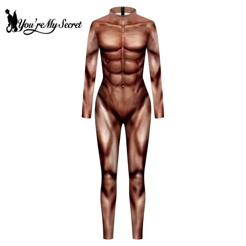[أنت سري] أزياء الهالوين التأثيرية للبالغين بدلة العضلات المطبوعة ثلاثية الأبعاد للبطل الخارق كرنفال لعب الأدوار المرحلة