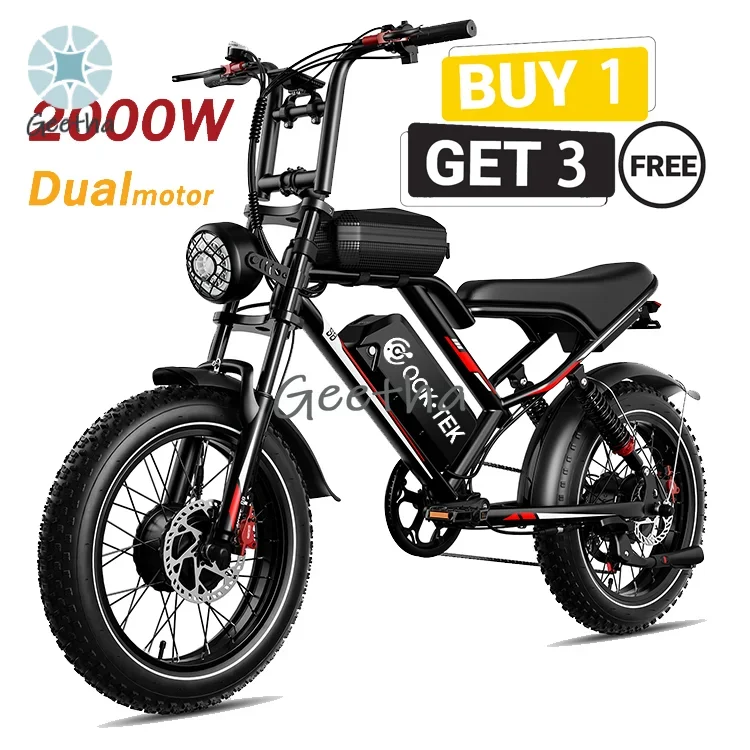 US Warehouse 2000W New High Speed 20inch Hydraulic brake Adults Electric Bike With 25AH Dual Motor Electric Motorcycle Bicycle