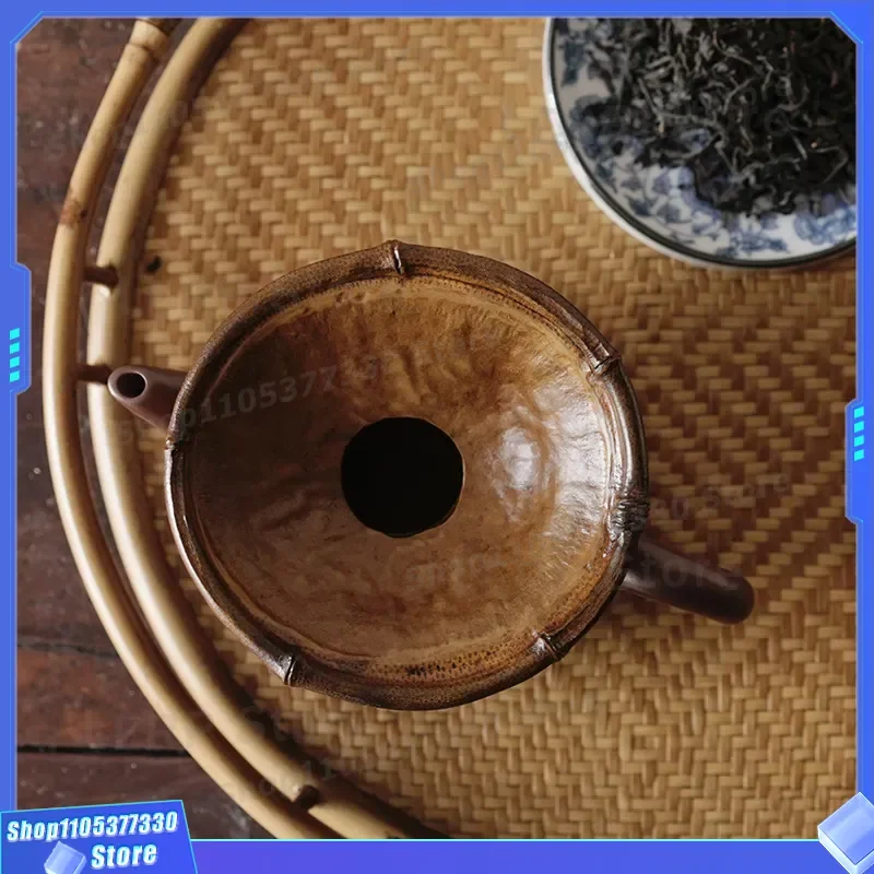 Natural Bamboo Tea Funnel Lacquer Finish Leak Proof Guide for Pouring Tea into Pot Traditional Kung Fu Ceremony Accessory