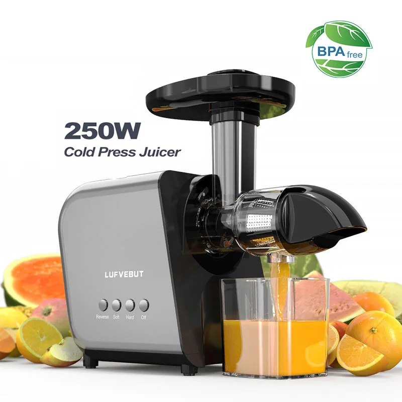 BPA Free Hot Selling Big Mouth Slow Cold Press Juicer Slow 250W Power Slow Squeezer Horizontal Juicer