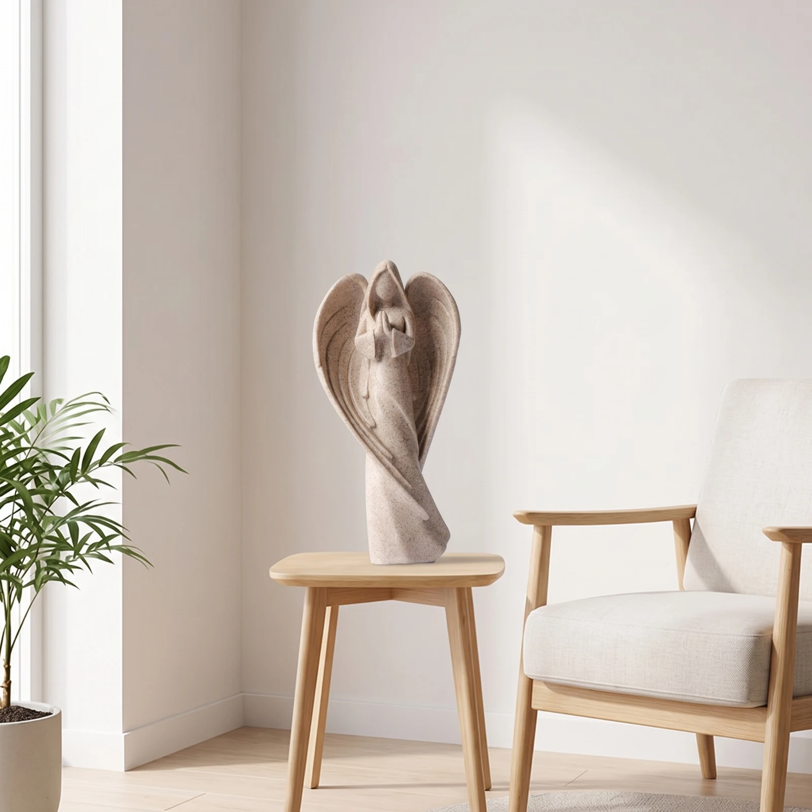 Angel Figurine Indoor Angel Statue Sculpture with Wings Neoclassical Cherub Statue Minimalist for Tabletop, Shelf