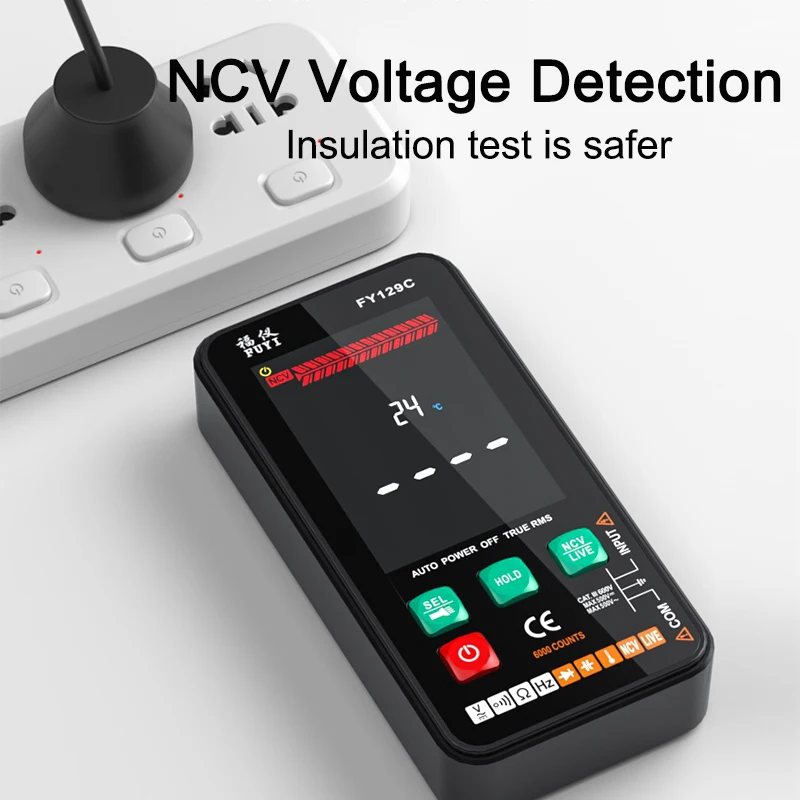 FUYI 129C New 9999 Counts Digital Multimeter Smart Auto Range  Ohm Hz Capacitance True RMS AC DC DMM LCD Backlight Multimetro