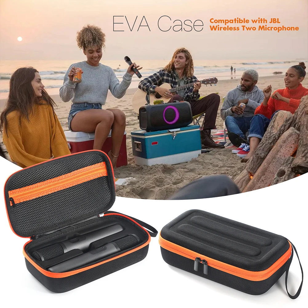 Microphone Storage EVA Hard Shell Bag for JBL PartyBox Wireless Mic Protective Cover Case Handheld Dual Mic Travel Carrying Bag