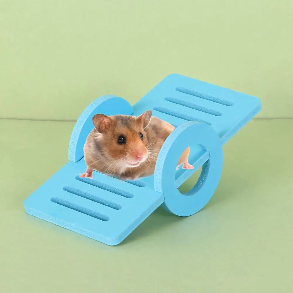 Hamster Toys Set Include Wooden Hamster House for Small Animal Gerbil Hamster Rainbow Bridge Hamster Seesaw Toy Chew Corn