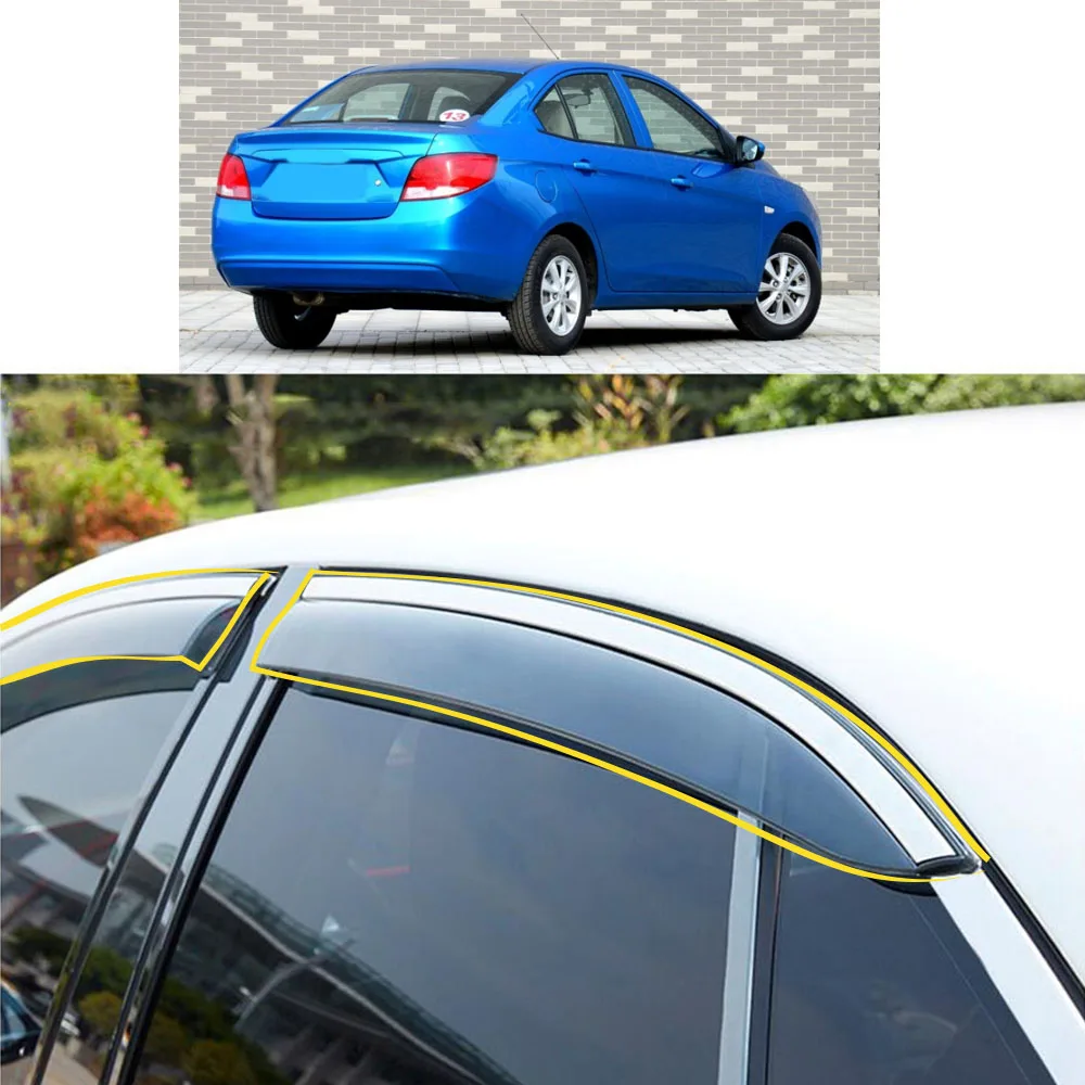 Car Sticker Plastic Window Glass Wind Visor Rain/Sun Guard Vent Parts For CHEVROLET Sail 3 2015 2016 2017 2018 2019 2020 2021