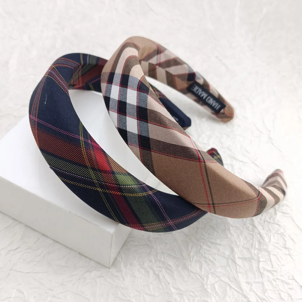 Retro Tweed Sponge Headband Plaid Autumn Winter Face-washing All-match Simple Outfit Headband Female Accessories