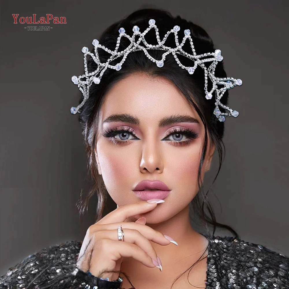 YoulaPan-Faux Pérola Nupcial Headbands, Cocar De Casamento Para A Noiva, Elegante Strass Cabelo Hoop, Enfeites De Cabelo, Para Ir, HP684