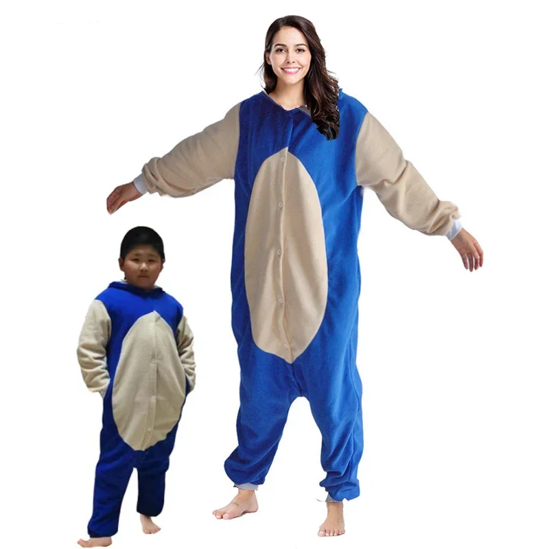 Hedgehog PAJAMASE Kids Blue Women Onesie Adult Fleece Cartoon Cosplay Costumes Family Jumpsuit Birthday Pijama Raccoon Kigurumi