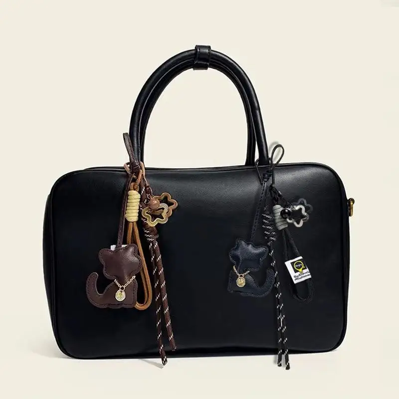 1 Stück Katzenform Stern-Taschenanhänger Geflochtenes Seil Schlüsselanhänger Leder Handyband Hängedekoration Zubehör Geschenke – Detail 3