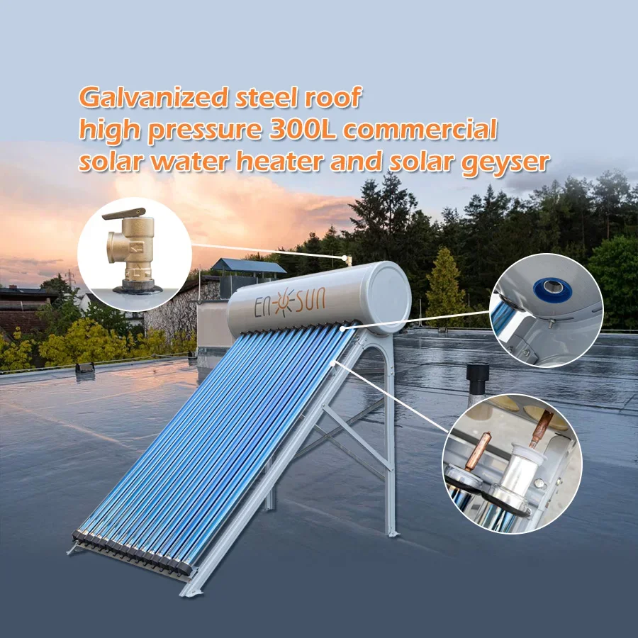 Pressurized 100L 150L 200L 300 Liter Solar Panel Hot Water Boiler Evacuated Tube Stainless Steel Solar Water Heater