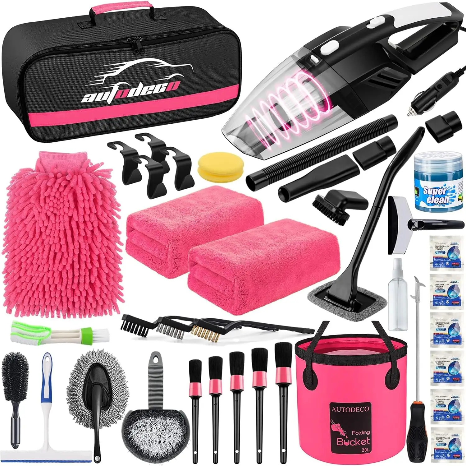 

41-Piece Car Wash Kit with Vacuum, Collapsible Bucket & Tools for Interior/Exterior Cleaning