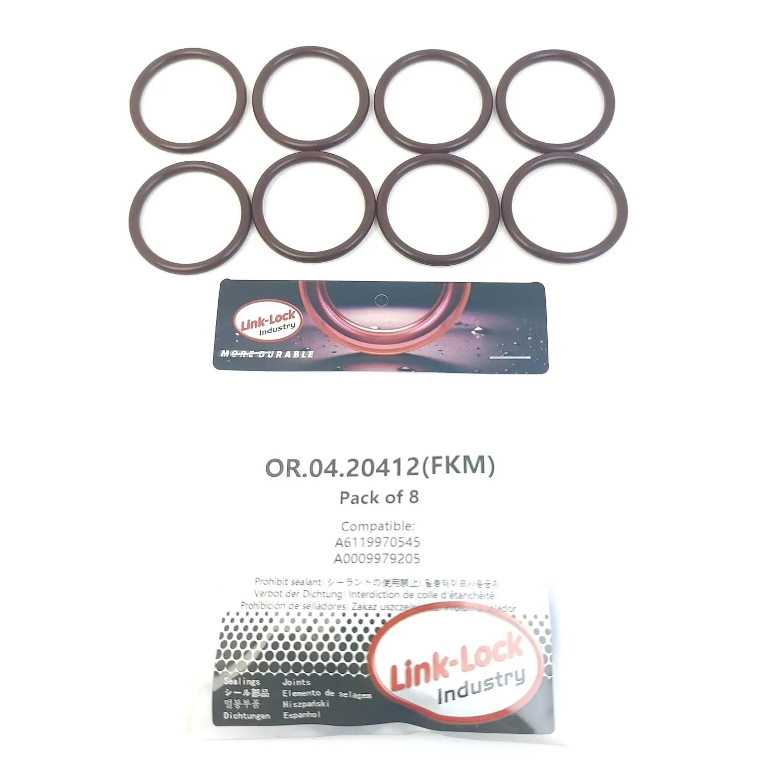 

LINK-LOCK 8PCS OR.04.20412 FKM Viton Sealing O-Ring Kit of Engine Oil Separator A6119970545 6119970545 A0009979205 0009979205 fo