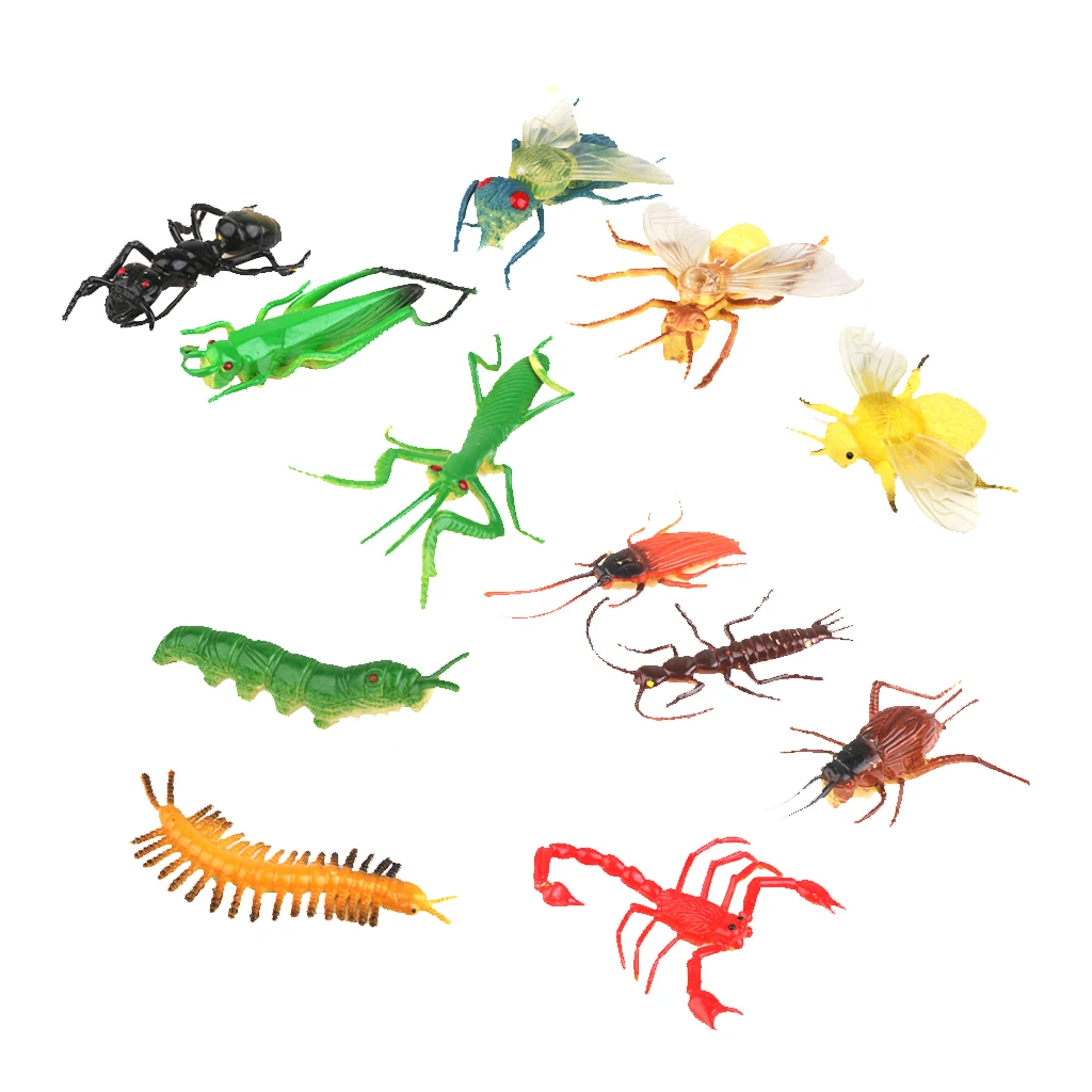 12x Plastic Vivid Model Figure Kids Toys Bug Mantis Scorpion Ant Bee