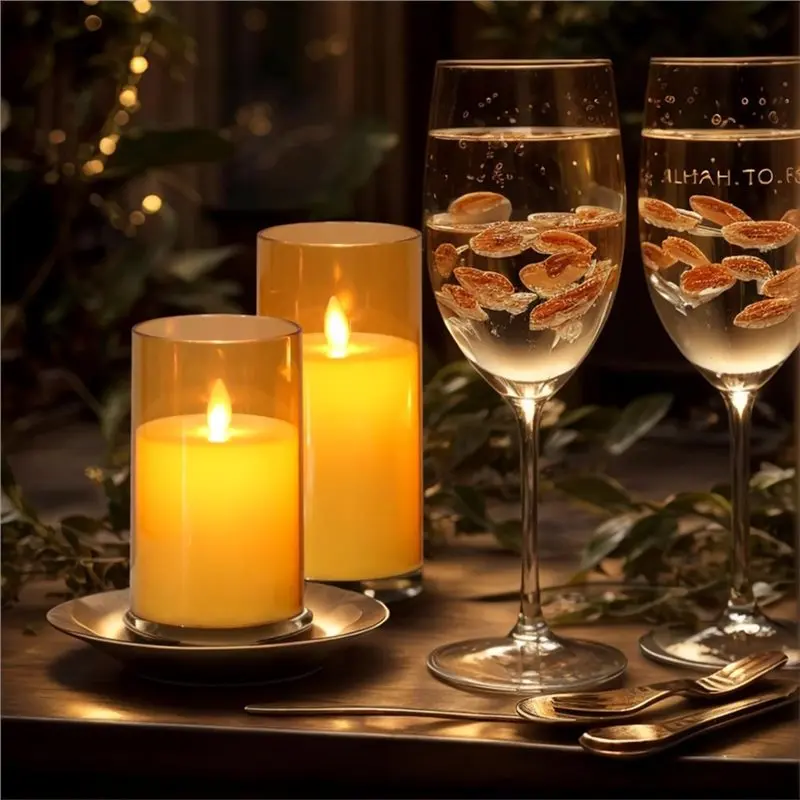 【PRICE REDUCT】Flamless Flickering Candles In PP, LED Pillar Candle With Remote Control And Timer For Dinner Wedding Holiday Deco