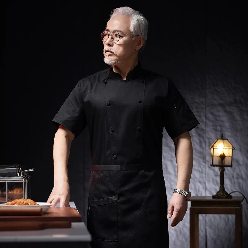 فندق مطعم المطبخ العمل موحدة قصيرة الأكمام سترة الطاهي مخبز المعجنات الشيف الصيف معطف المطبخ الأبيض