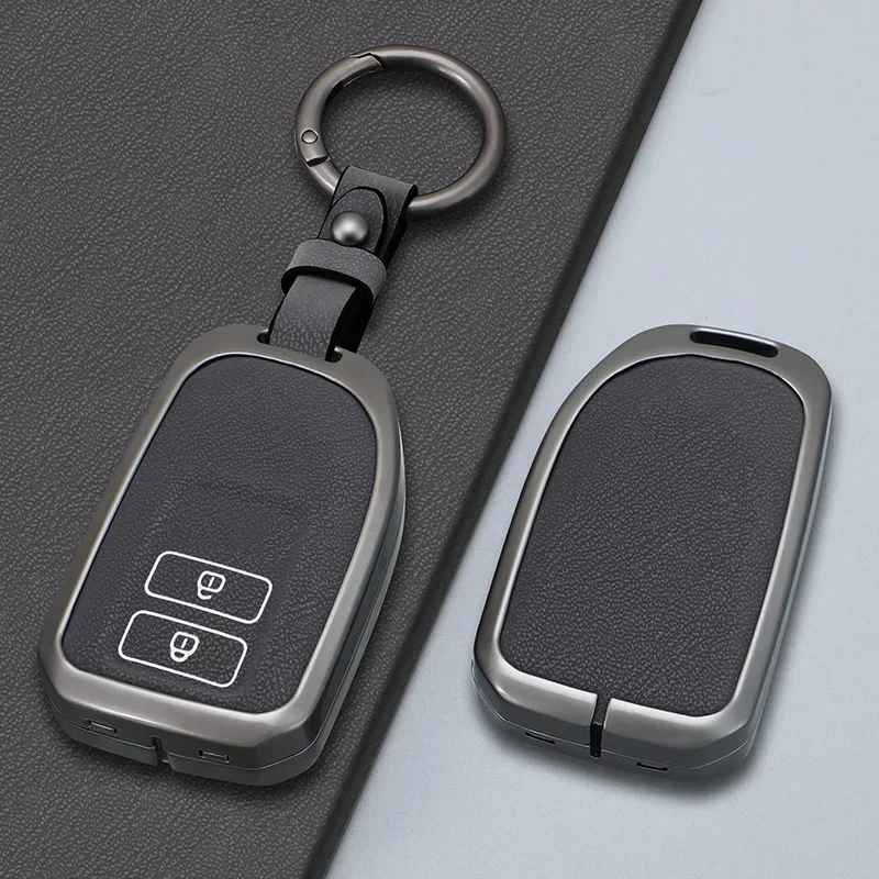 

Zinc Alloy + Leather For Toyota Prado Yaris Vios Previa Protector Shell Keyless Auto Accessories 2 3 Buttons Car Key Case Cover