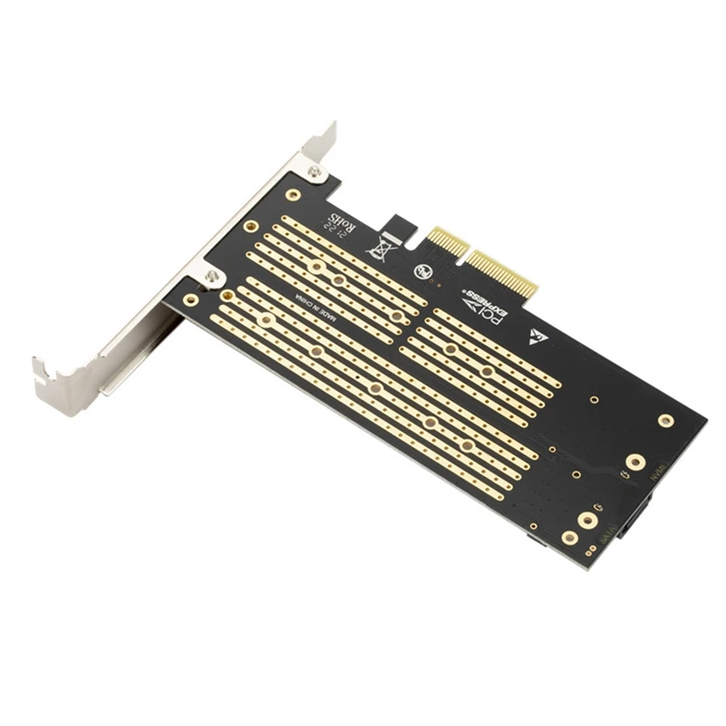 M. 2 Nvme NGFF SSD To Pcie SATA Dual Disk Transfer Expansion Card Pcie X4 X8 X16 Slots Supports Mkey Bkey Interface