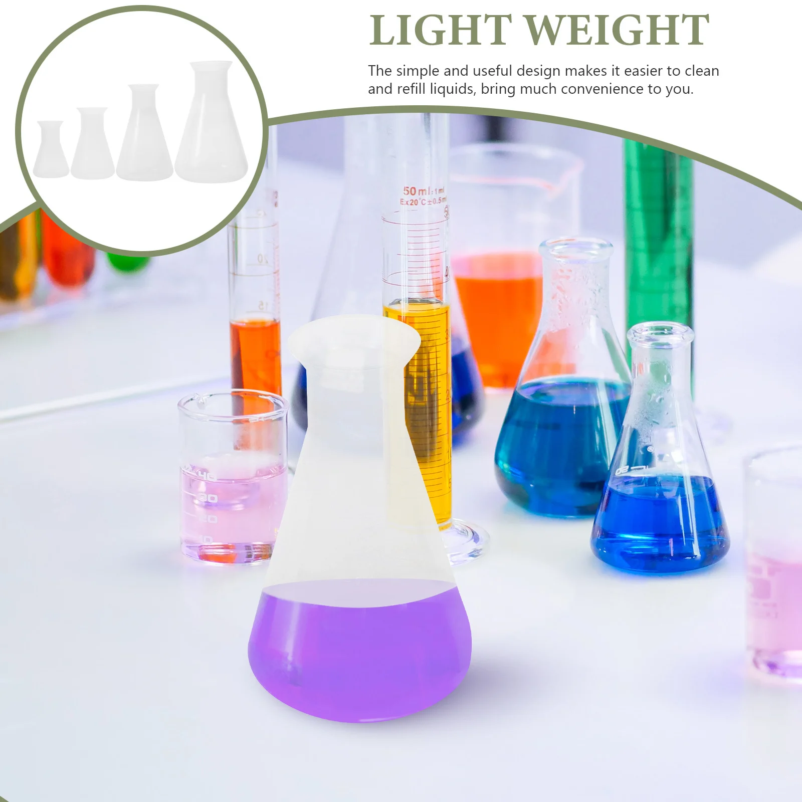

4Pcs Erlenmeyer Flask Set Laboratory Scale Conical Flasks for Chemistry Experiments Clear Accurate Measurement