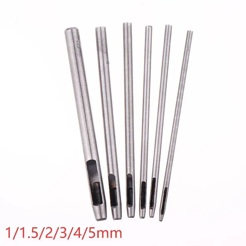 

Набор из 6 полых пробойников для круглых отверстий, стальные инструменты для работы с кожей, для ремешков часов, ткани, пластика, прокладок, ремней