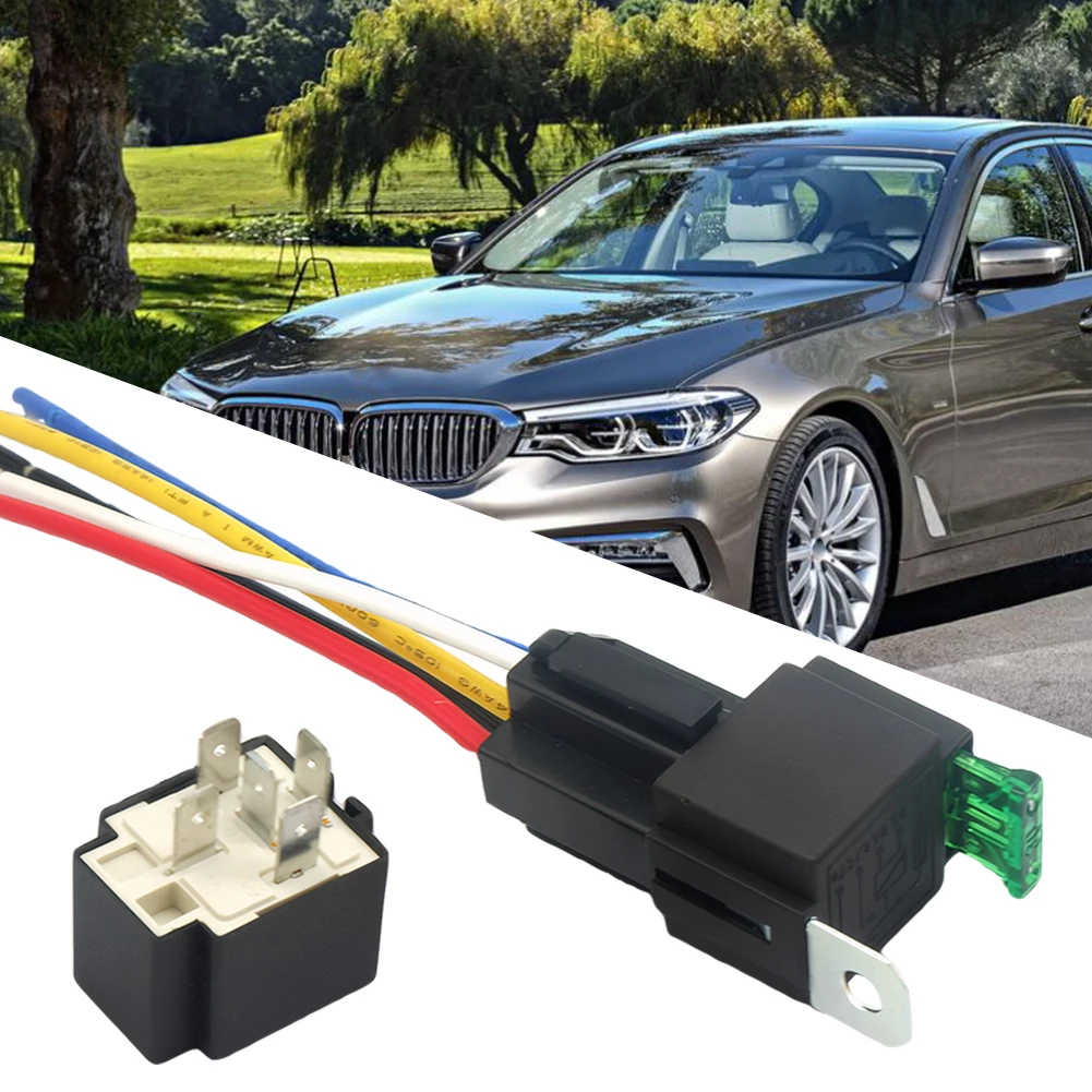 12V DC 4 Pin 5 Pin Car Automotive Fused Relay with Holder Socket Copper Terminal Auto Relay On/Off Fused Relay