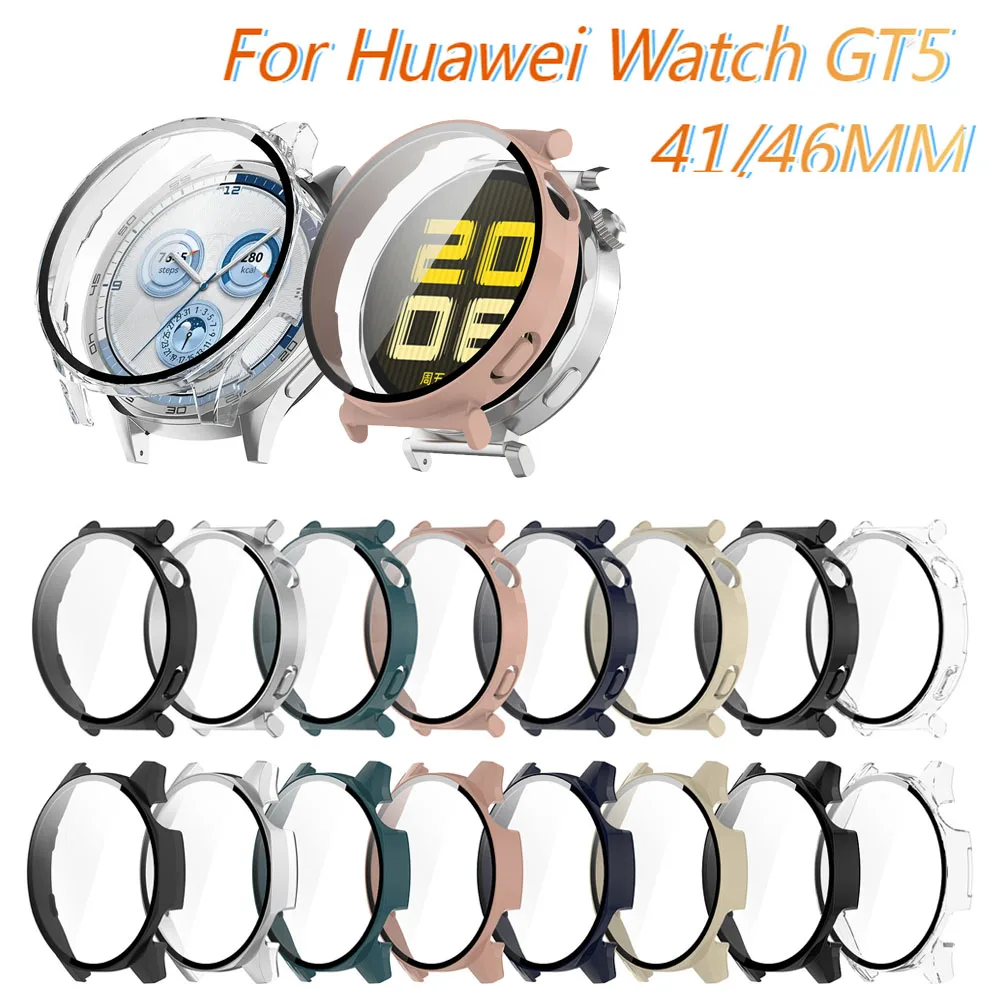 

PC Protective Cover+Huawei Watch GT5 Tempered Glass 46mm 41mm Full Cover Screen Protector Huawei Watch GT5 Protective Case