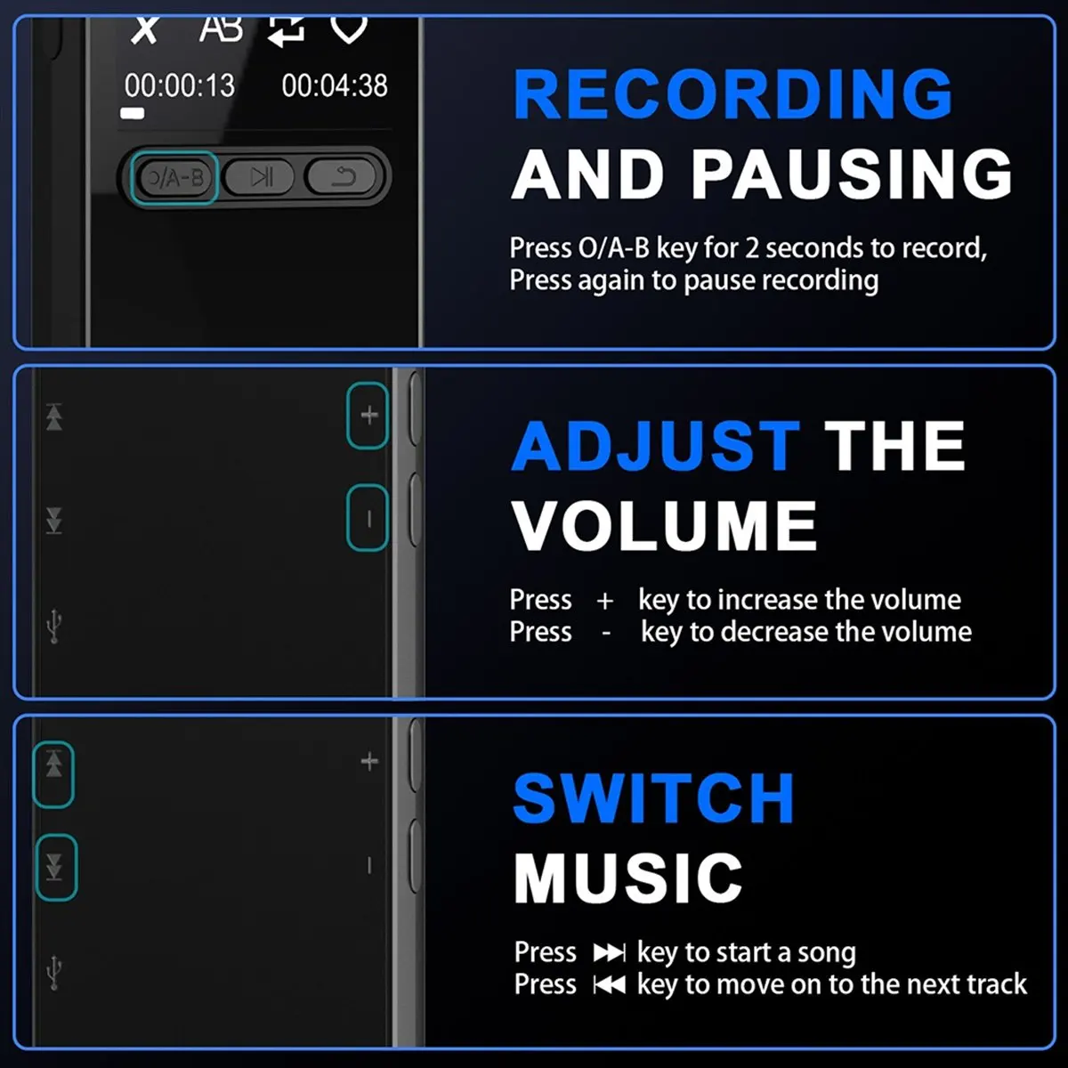 プロフェッショナルボイスレコーダー音声起動ミニデジタルサウンドレコーダーペン-64gb-pcm-録音マイクノイズリダクション-mp3-プレーヤー