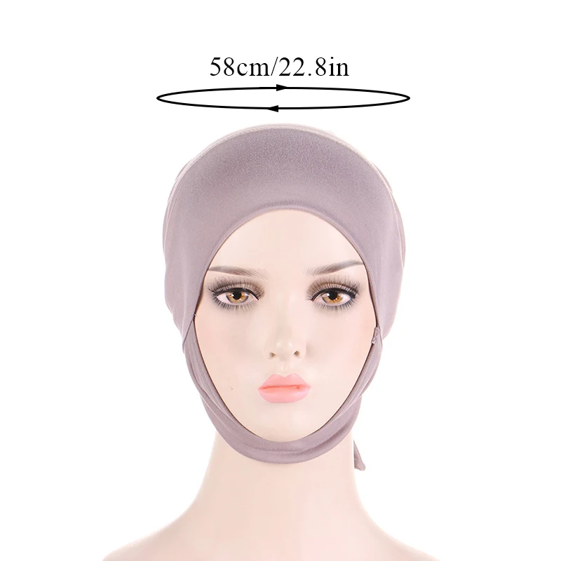 Hijab musulman doux pour femme, élastique, dos, intérieur, casquettes commandées, Islam, sous-écharpe, bonnet, chapeau indien, enveloppement de